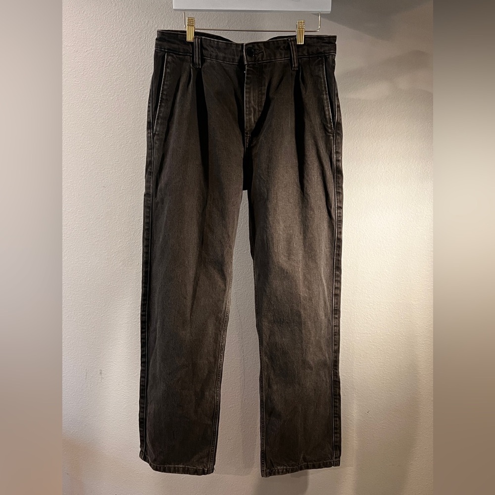 Zara Dark Brown/Taupe wide Straight-Leg Pants